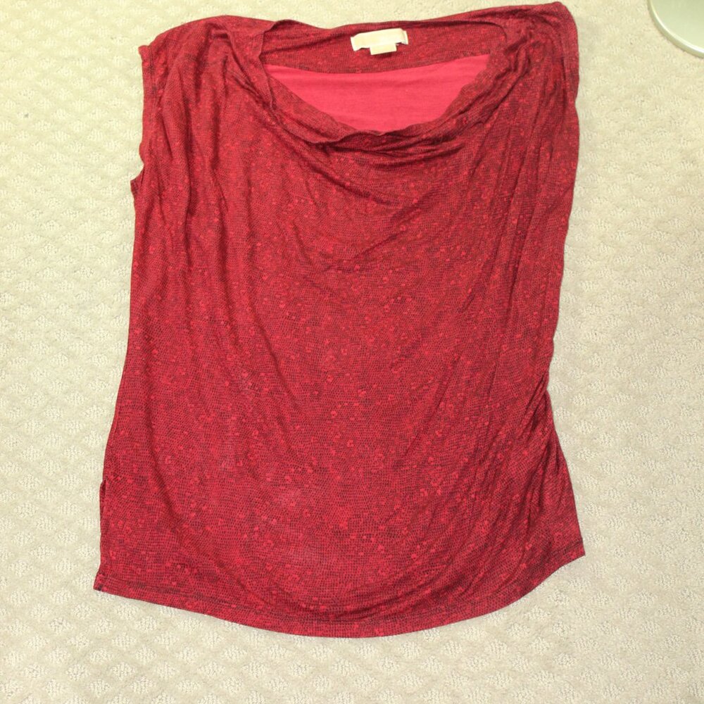 Michael Kors Women's 1X Red Snakeskin Print One Side Gathered Blouse